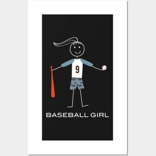 Funny Womens Baseball Girl Illustration Posters and Art